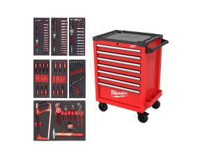 Filled TOOLGUARD™ 27˝/69 cm 7 drawer steel storage rolling cabinet 131pc -Universal tools