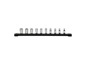 10 pc 1/4'' Drive Standard METRIC Socket Set with Storage Rail